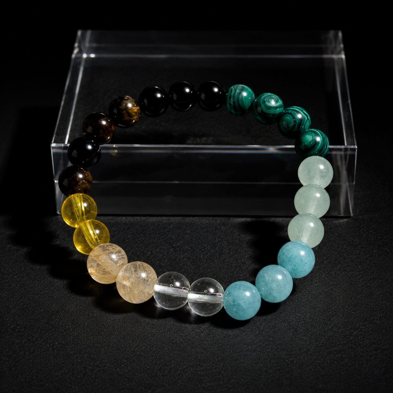 Nine different elements of natural glass bracelet bring wealth