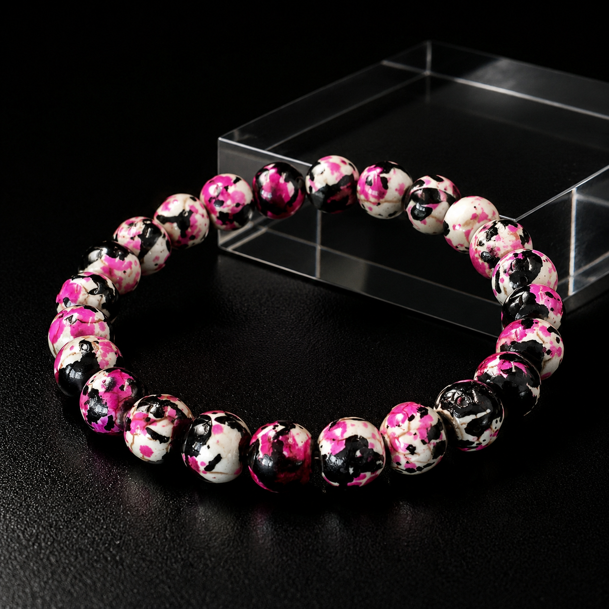Rainbow Stone Spray Painted Glass Bracelet: Protecting Love