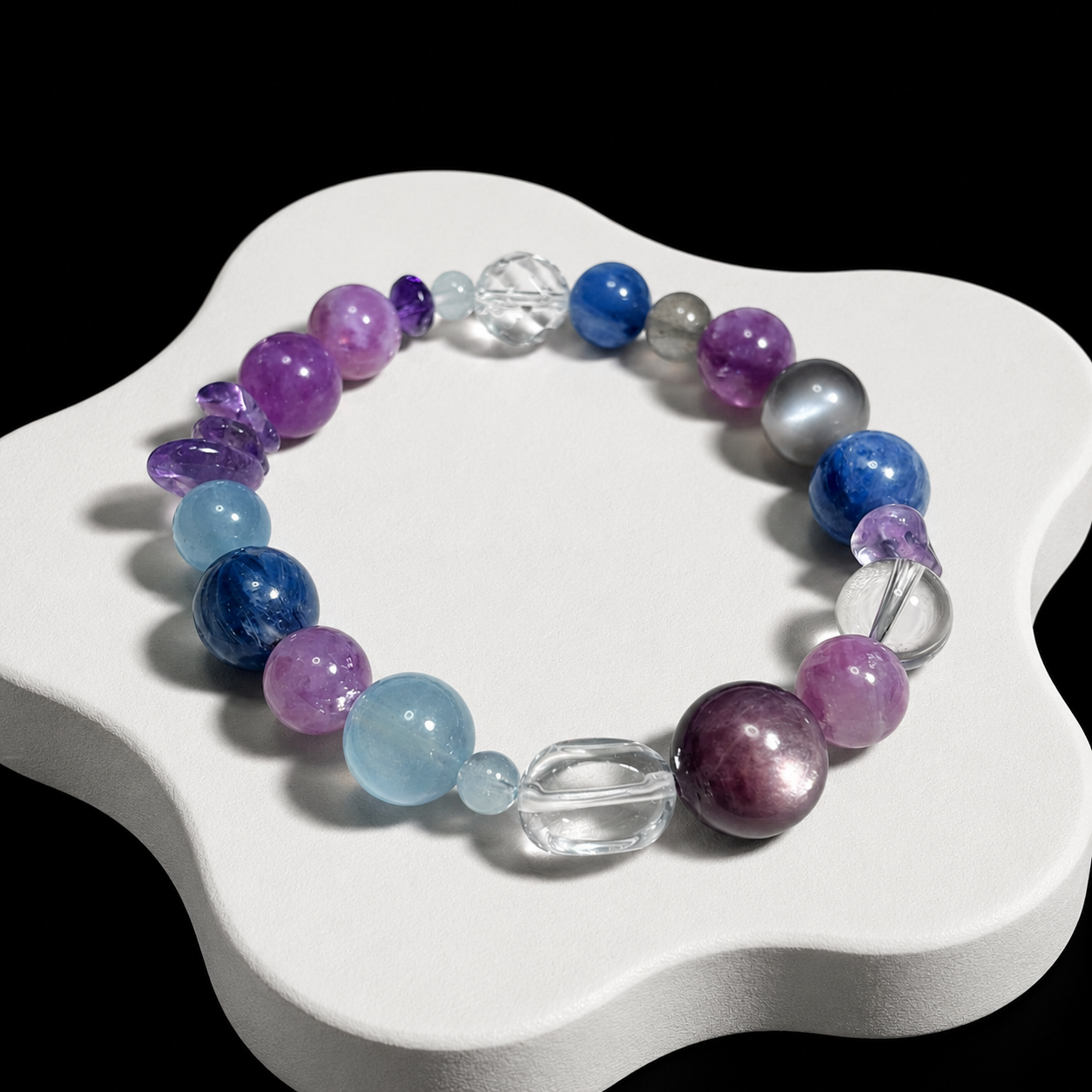 Blue amber nine-purple fire natural amethyst bracelet to protect love
