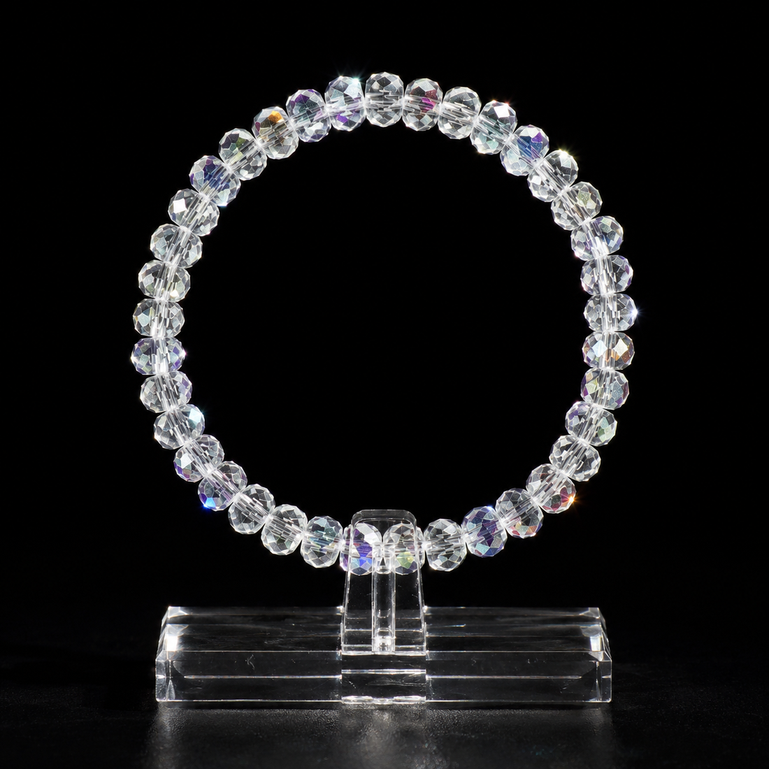 Crushed Ice Crystal Bracelet, Natural Crystal White, Protects Love