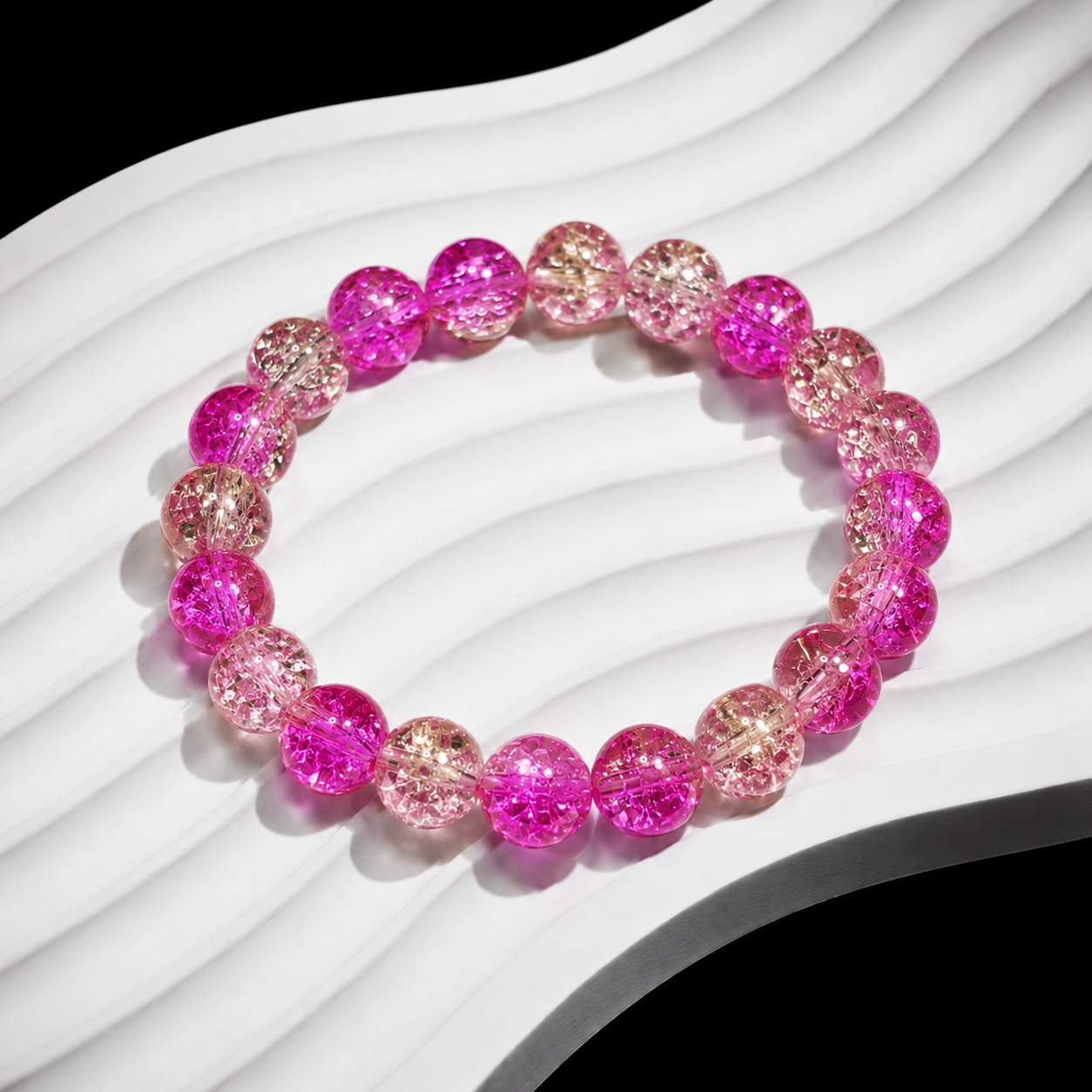 Playing with crystal beads to improve health - Pink and yellow