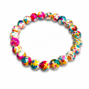 Rainbow Stone Make wish Bracelet Spray Painted Glass Bracelet Powder Pressed Turquoise