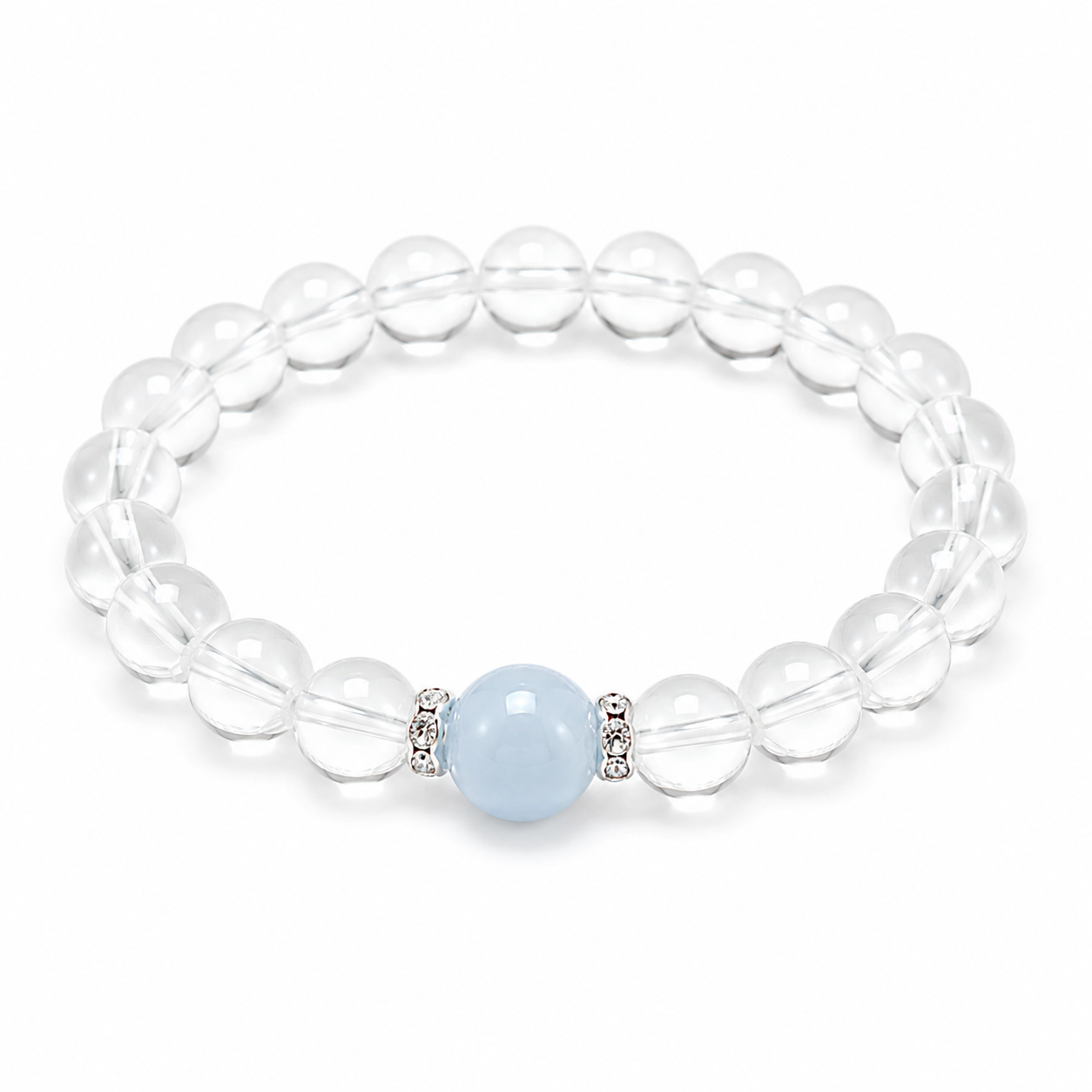 White crystal and aquamarine bracelet Calm & Balance