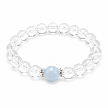 White crystal and aquamarine bracelet Calm & Balance