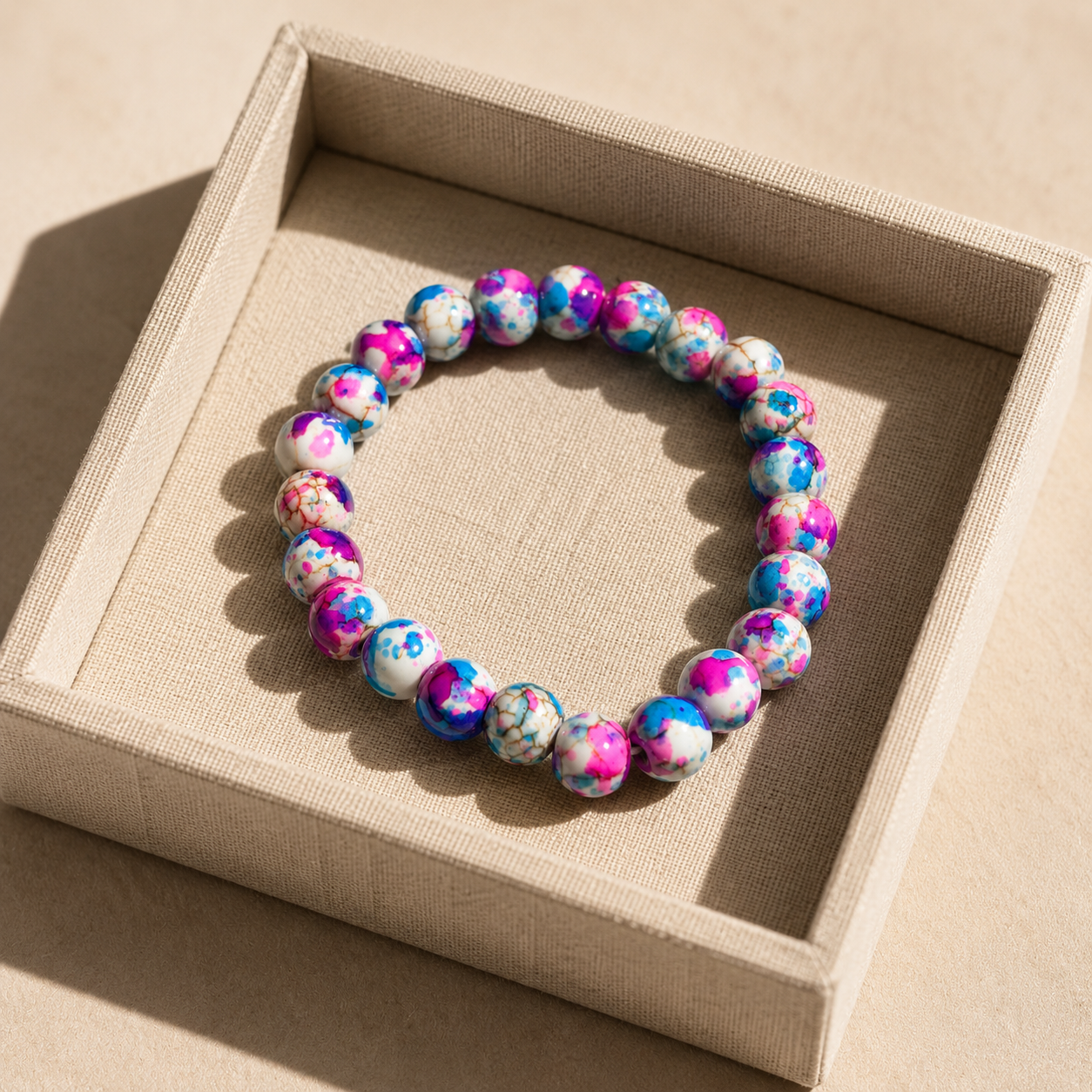 Rainbow Stone Wish Fulfilling Bracelet Spray Painted Glass Bracelet Powder Pressed Turquoise