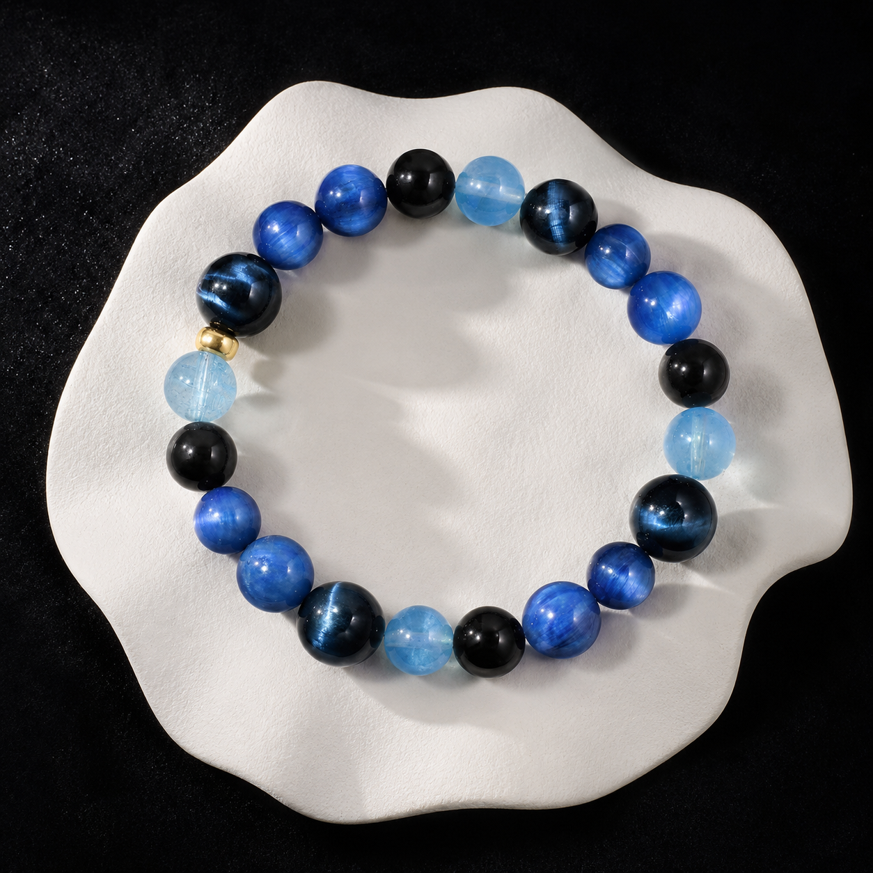Auspicious Crystal Beads Single-Strand Bracelet for Health - Blue