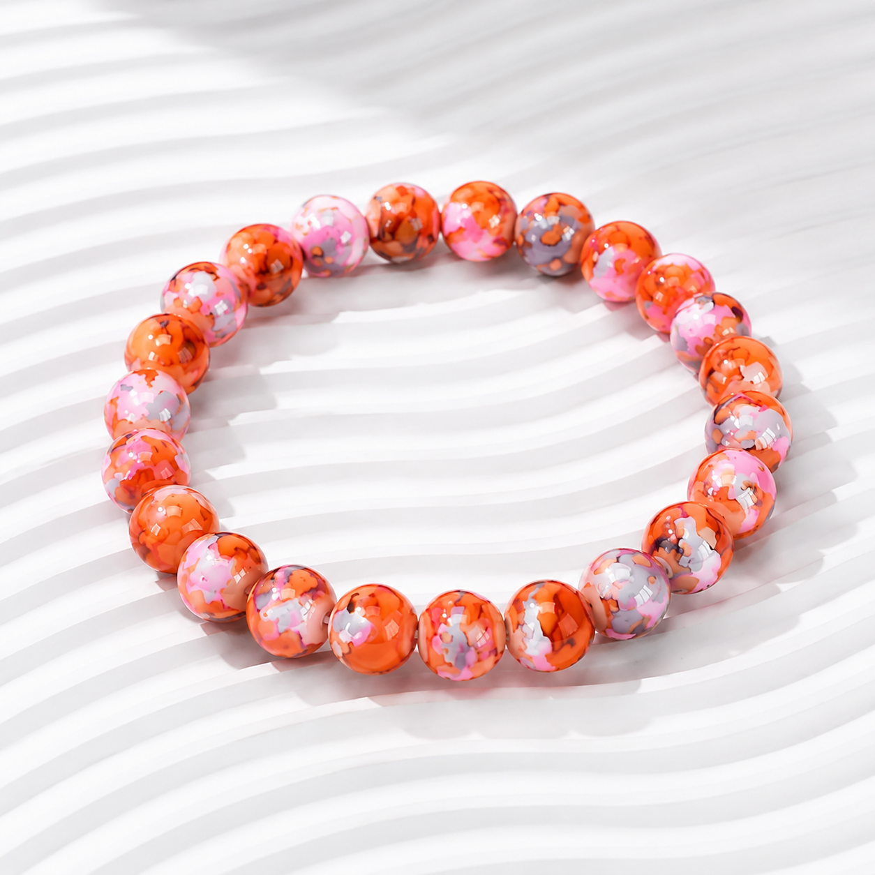 Rainbow Stone Bracelet Spray Painted Glass Bracelet Pressed Turquoise Lucky Bracelet