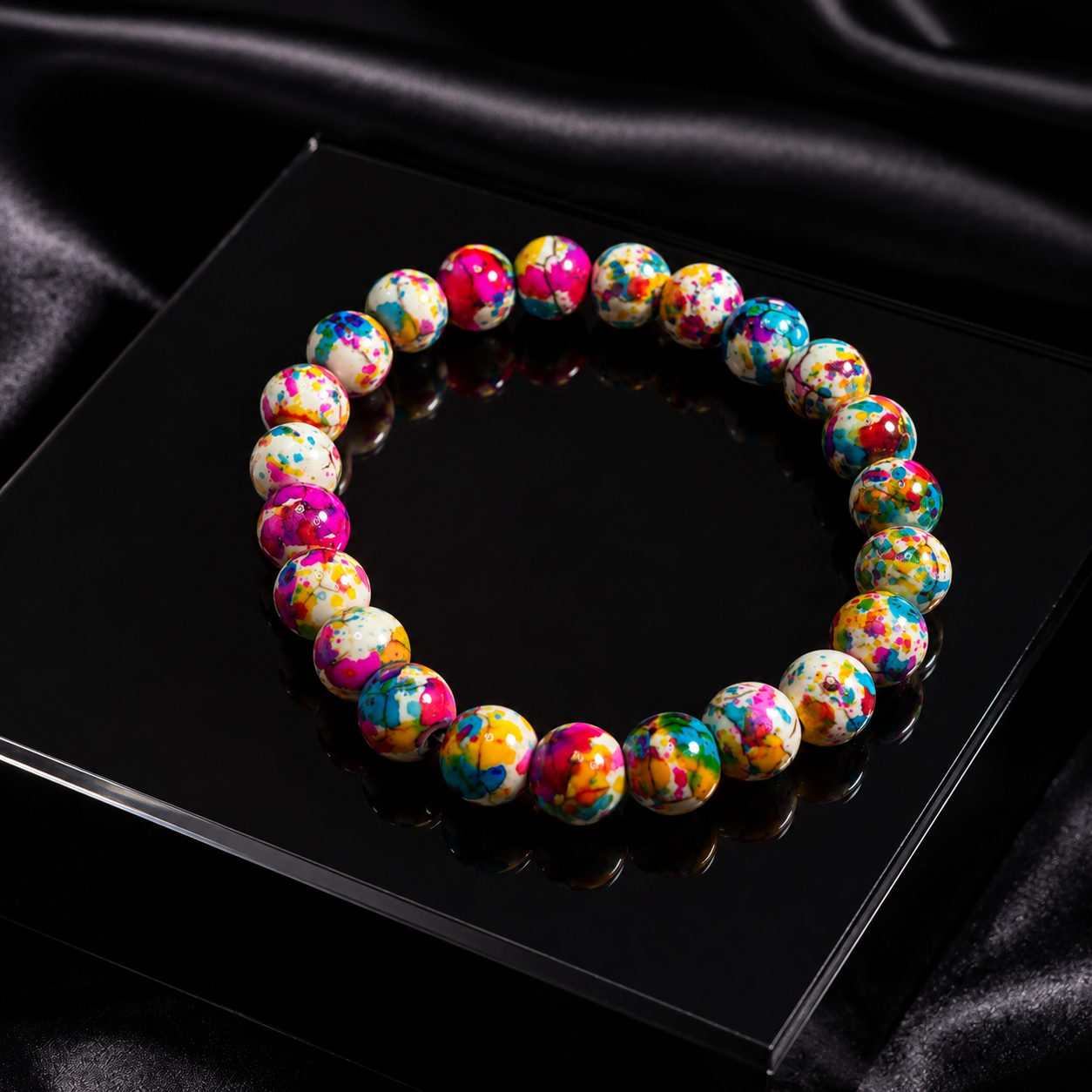 Rainbow Stone Make wish Bracelet Spray Painted Glass Bracelet Powder Pressed Turquoise