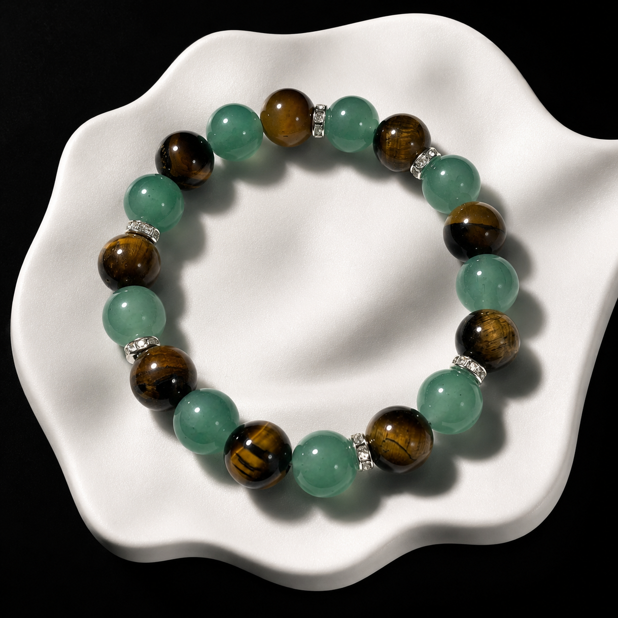 Vintage natural stone and crystal bracelet for protection and safety
