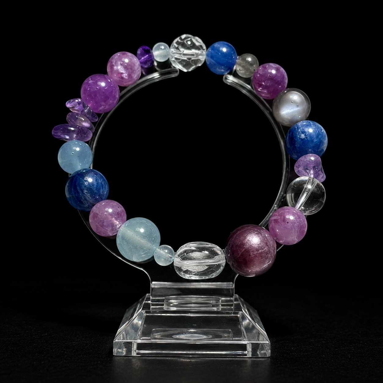 Blue amber nine-purple fire natural amethyst bracelet to protect love