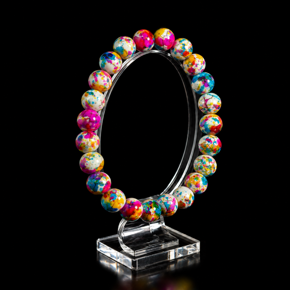 Rainbow Stone Wish Fulfilling Bracelet Spray Painted Glass Bracelet Powder Pressed Turquoise