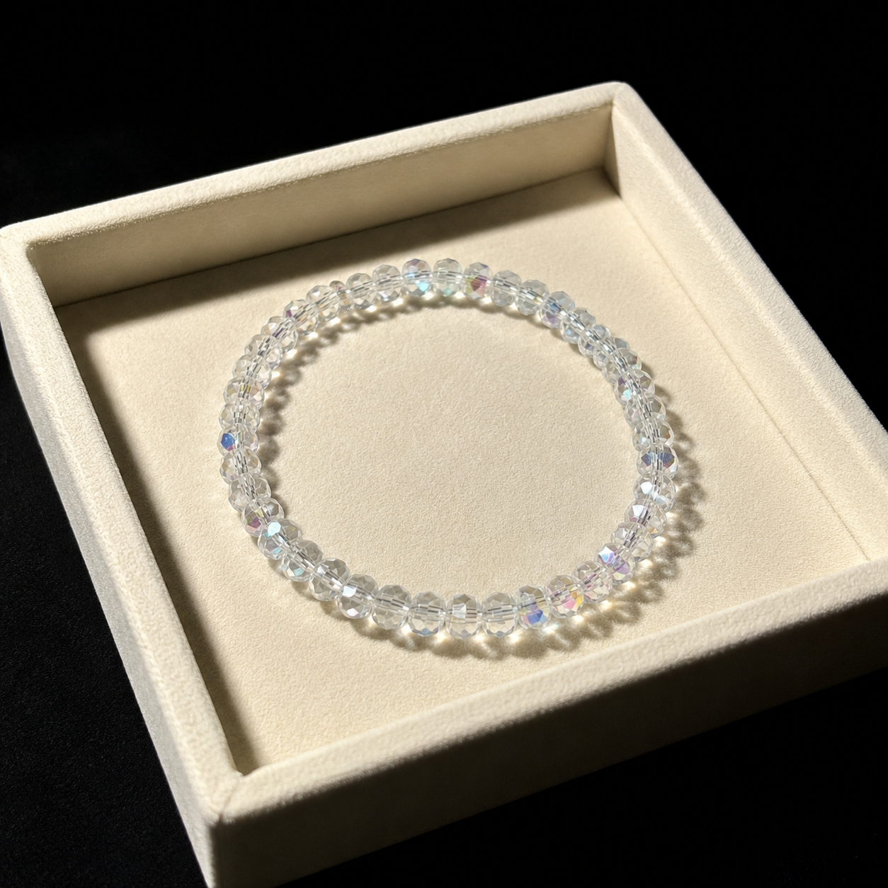Crushed Ice Crystal Bracelet, Natural Crystal White, Protects Love