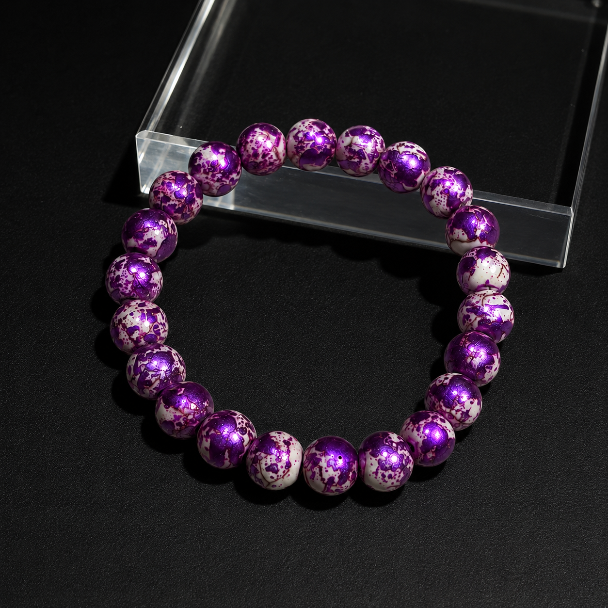 Rainbow Stone Spray Painted Glass Bracelet: Protecting Love