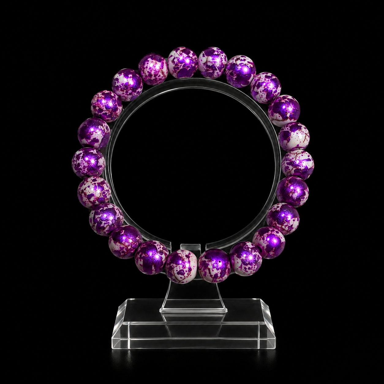 Rainbow Stone Spray Painted Glass Bracelet: Protecting Love