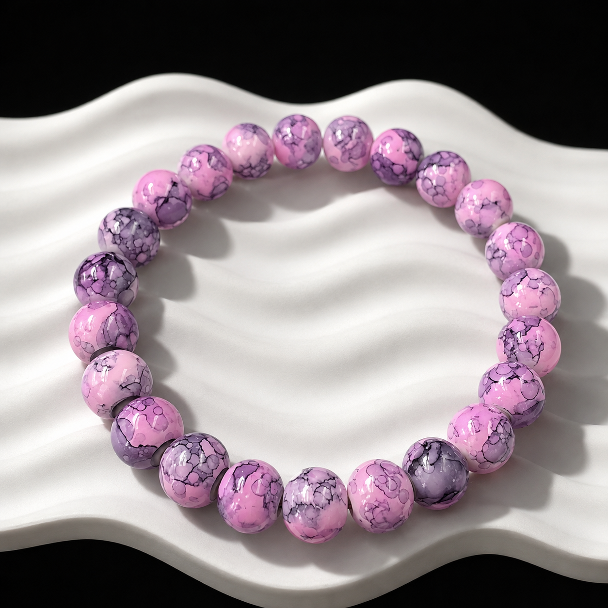 Rainbow Stone Spray Painted Glass Bracelet: Protecting Love