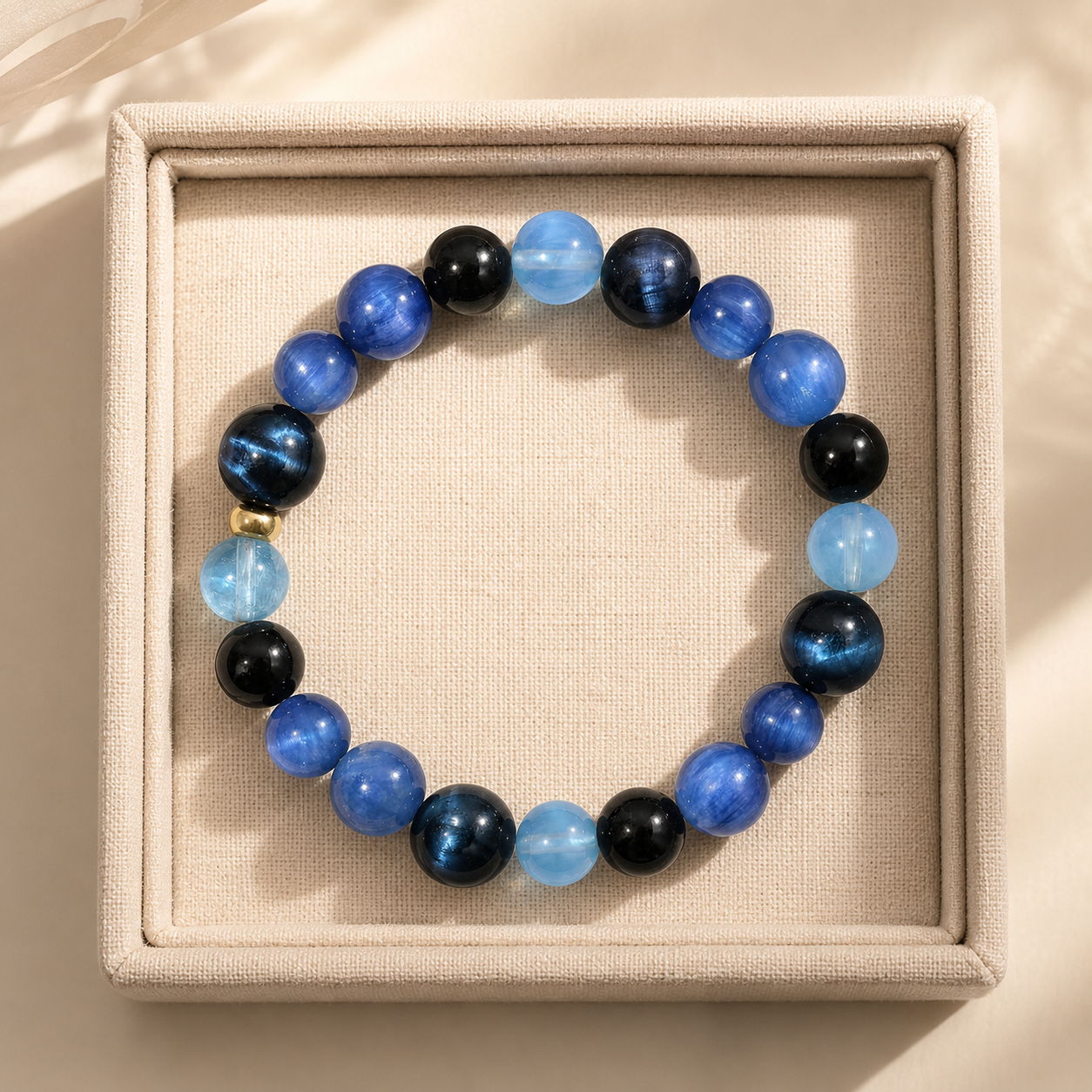 Auspicious Crystal Beads Single-Strand Bracelet for Health - Blue