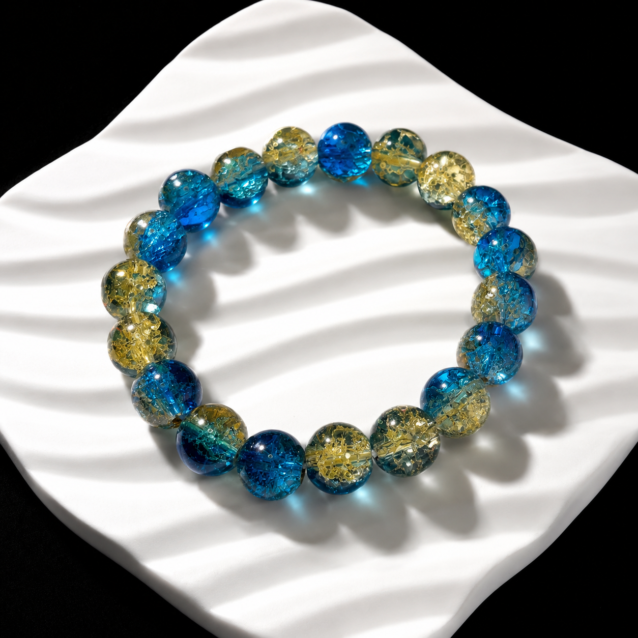 Dark blue crystal bead bracelet for protection and safety