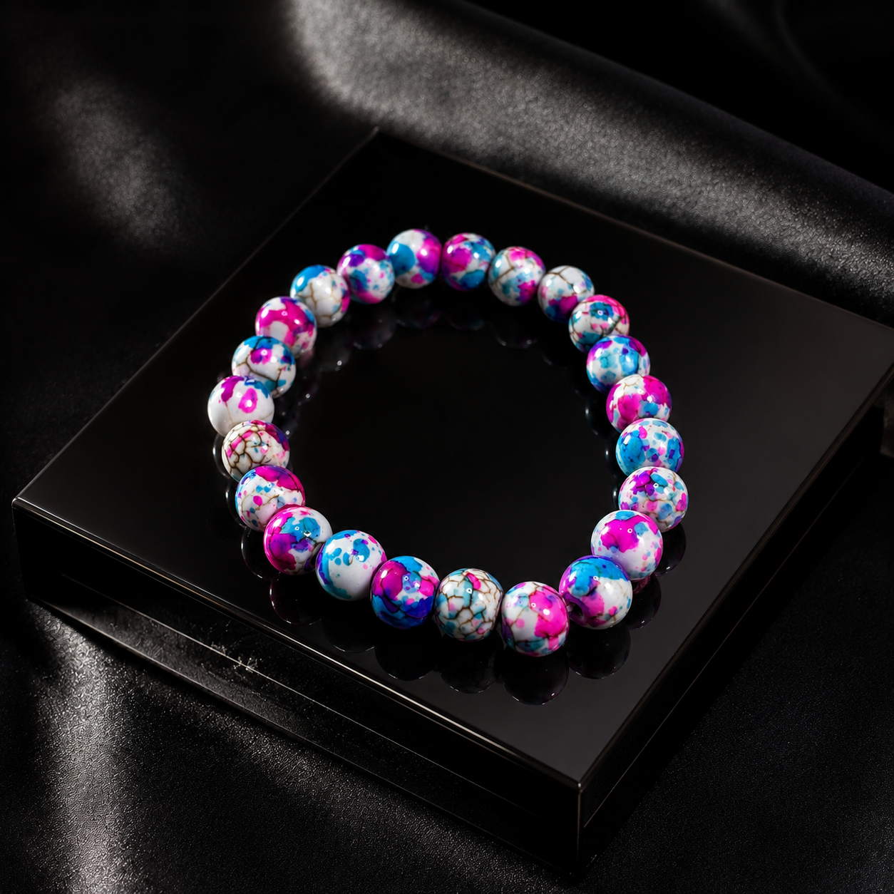 Rainbow Stone Wish Fulfilling Bracelet Spray Painted Glass Bracelet Powder Pressed Turquoise