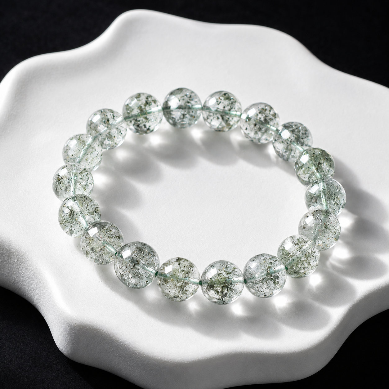 Natural green phantom quartz crystal bracelet for protection and safety