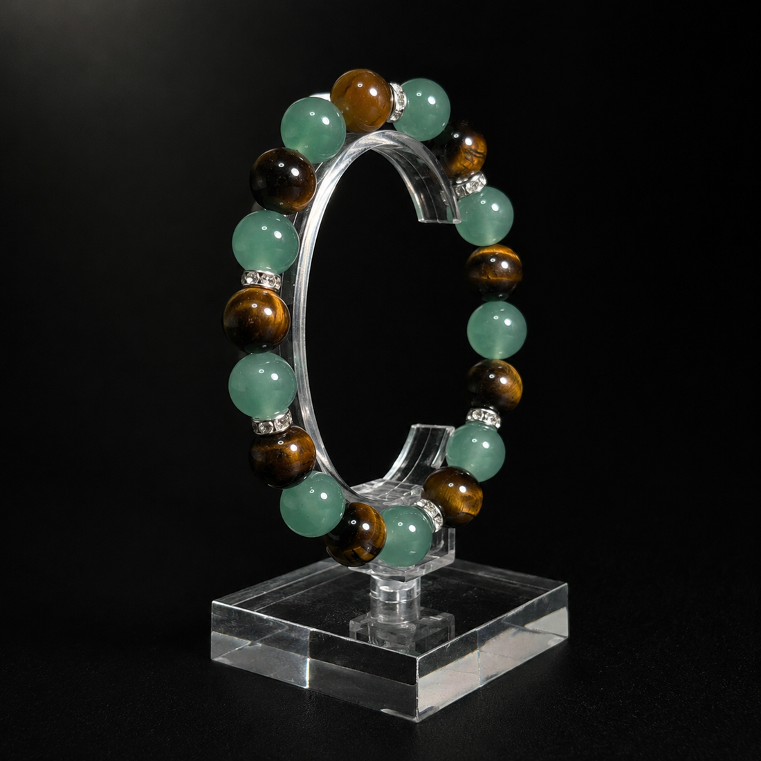 Vintage natural stone and crystal bracelet for protection and safety
