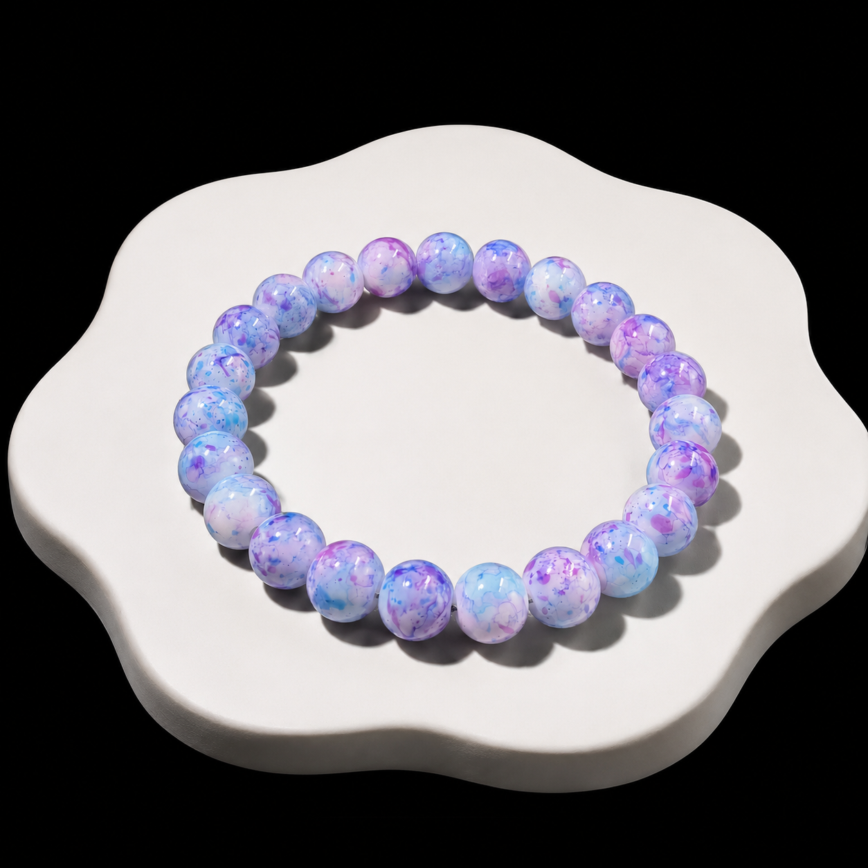 Rain-colored stone spray-painted glass bracelet relieves stress