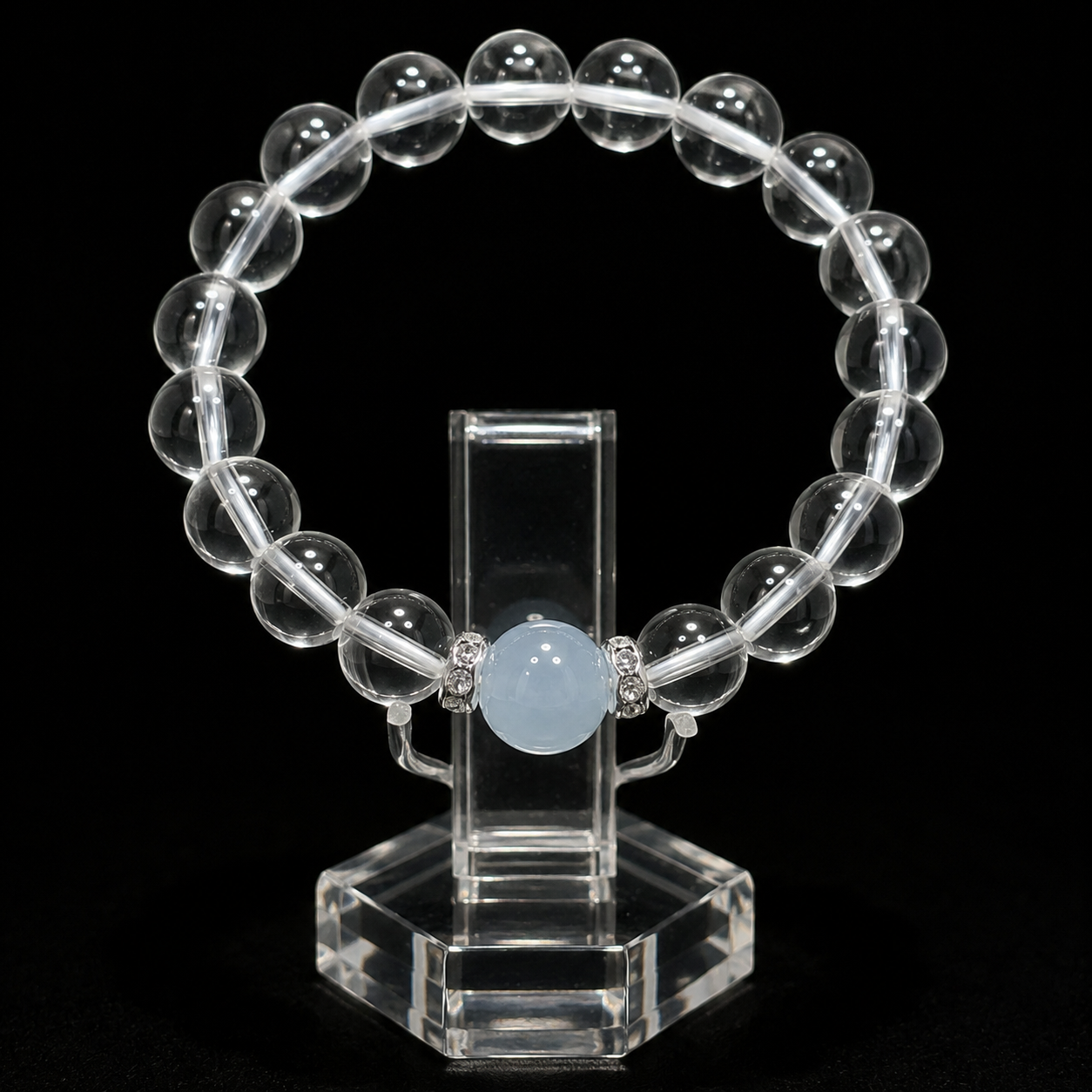 White crystal and aquamarine bracelet Calm & Balance