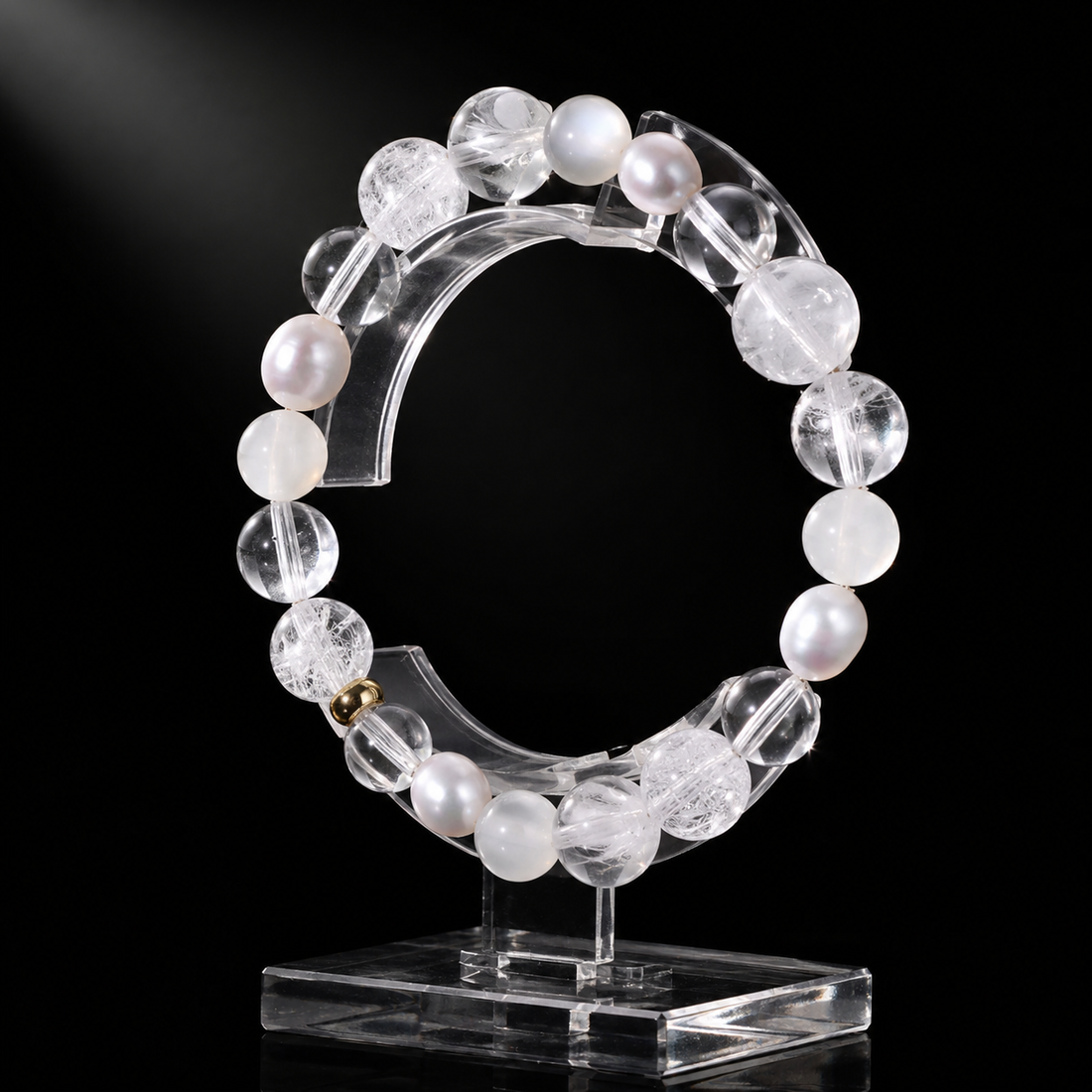 Auspicious Crystal Bead Single-Strand Bracelet for Wealth
