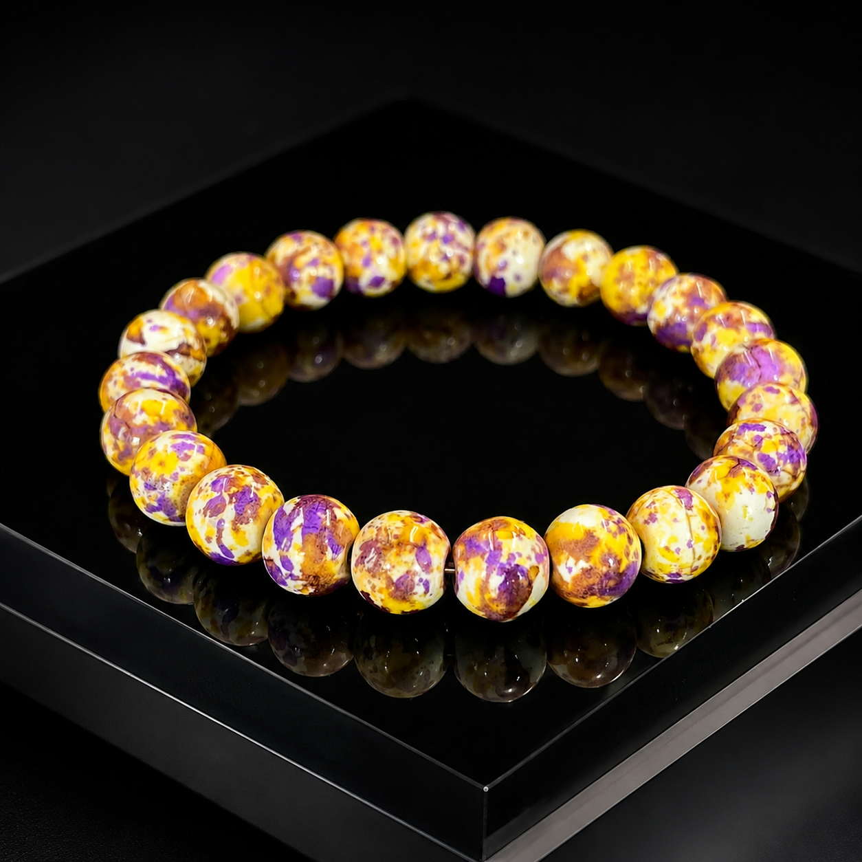 Rainbow Stone Spray Painted Glass Powder Pressed Turquoise to Get a Health Bracelet