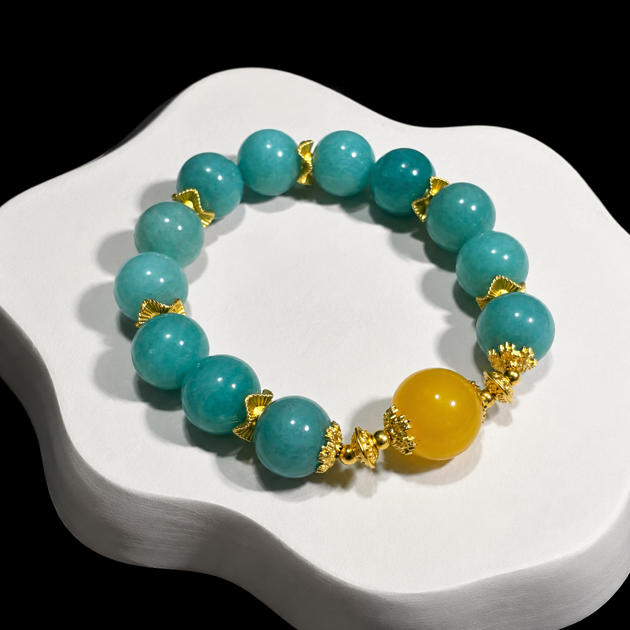 Amazonite crystal natural white and yellow crystal bracelet Sleep & Relaxation