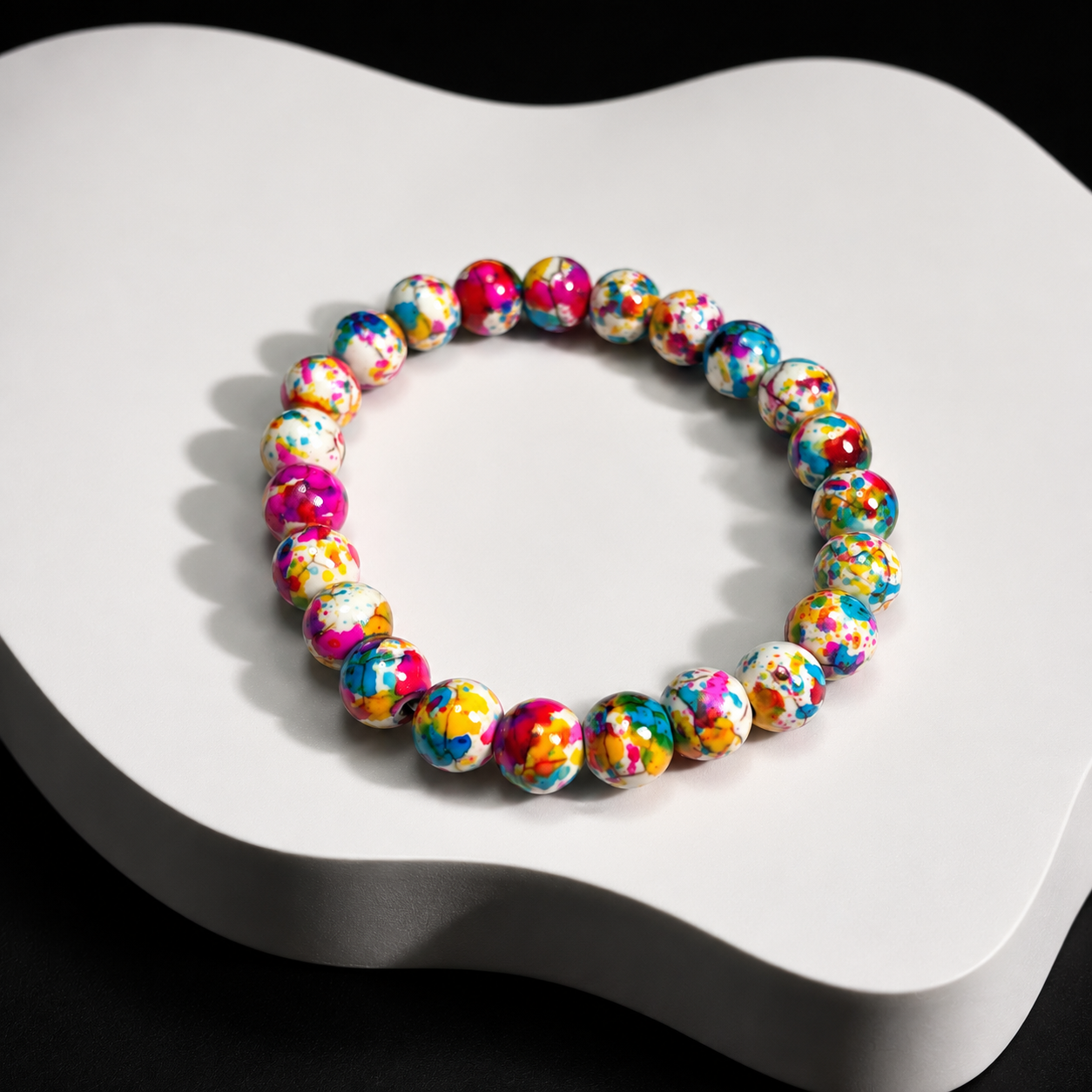 Rainbow Stone Make wish Bracelet Spray Painted Glass Bracelet Powder Pressed Turquoise