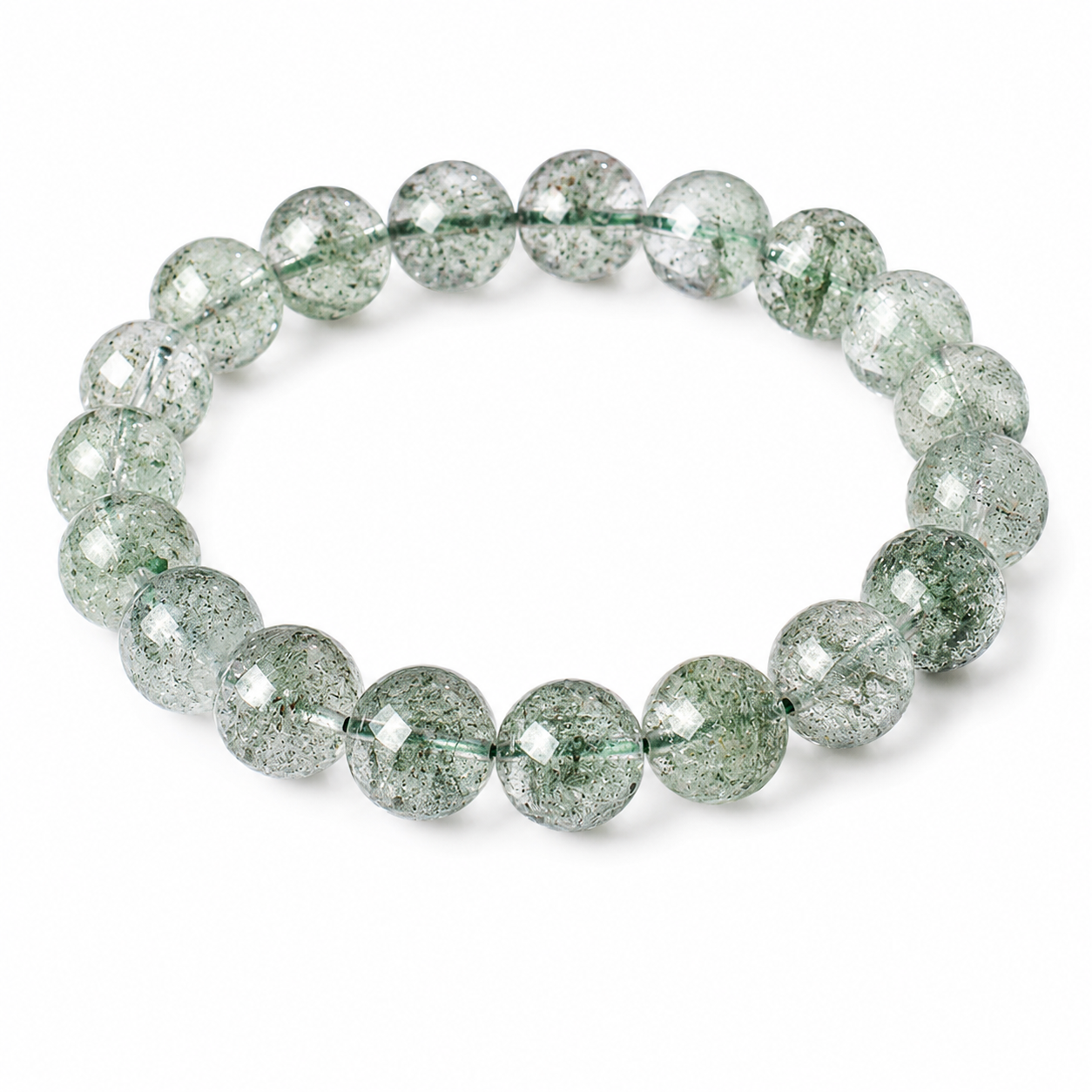 Natural green phantom quartz crystal bracelet for protection and safety