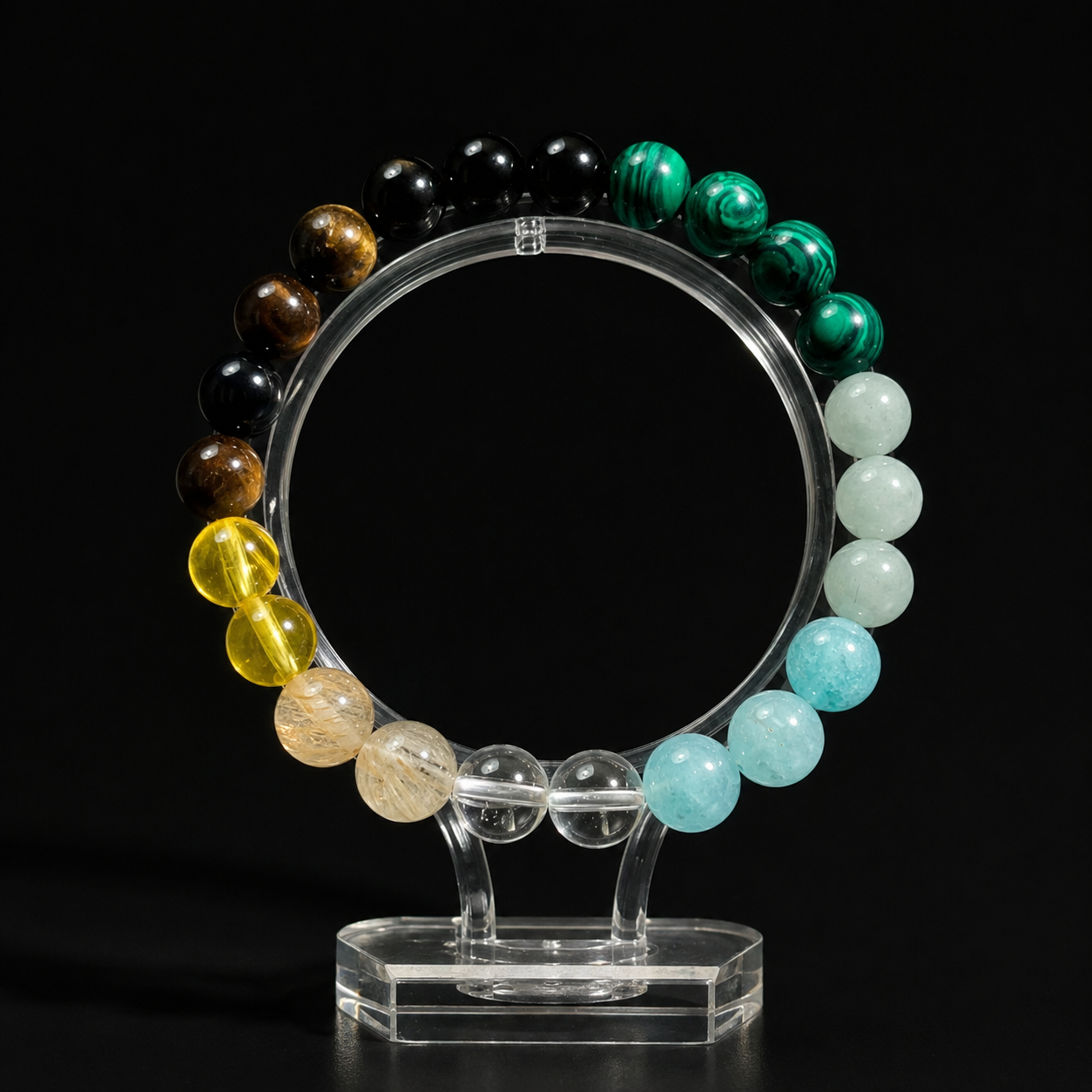Nine different elements of natural glass bracelet bring wealth