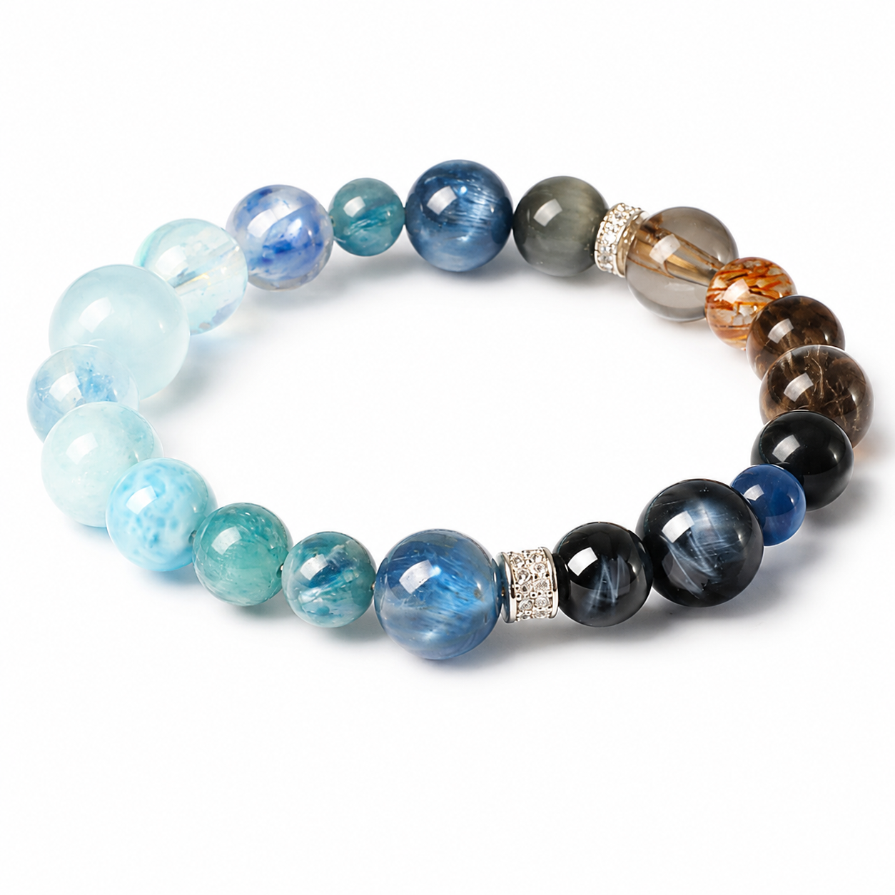 Aquamarine bracelet with blue crystal for good health