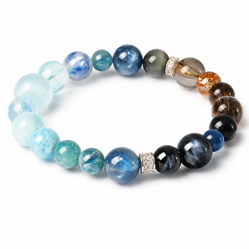 Aquamarine bracelet with blue crystal for good health