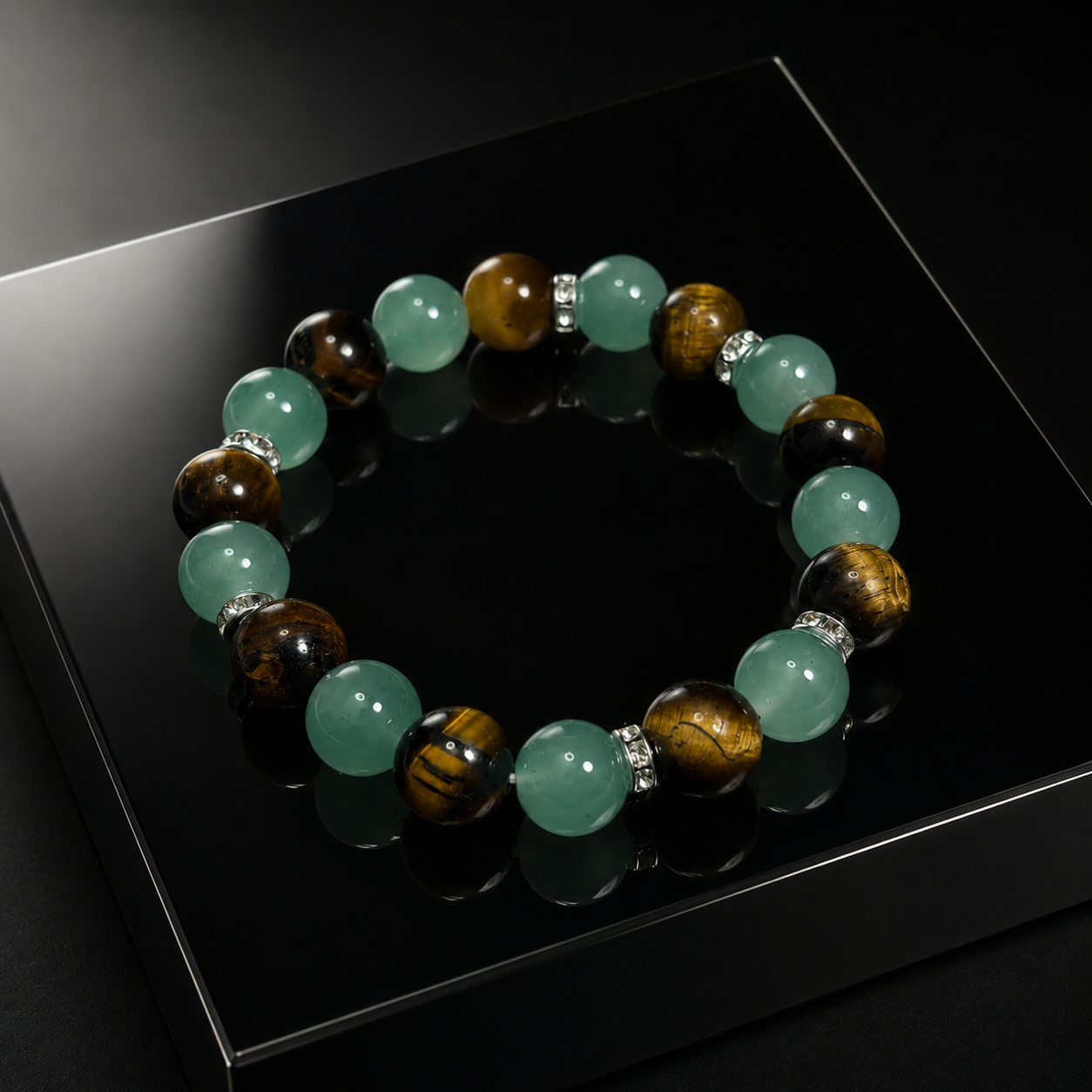 Vintage natural stone and crystal bracelet for protection and safety