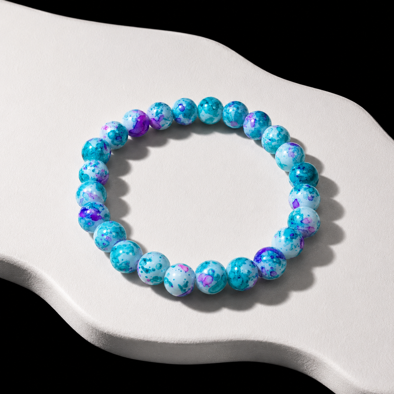 Rain-colored stone spray-painted lacquer glass powder pressed turquoise bracelet for protection and safety