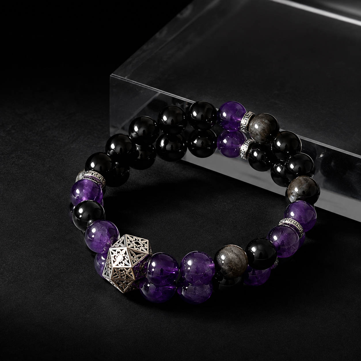 Natural amethyst and obsidian bracelets Sleep & Relaxation