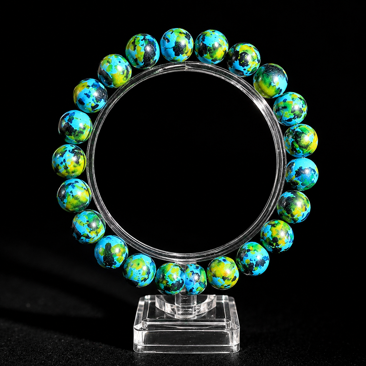Rain-colored stone spray-painted glass bracelet relieves stress