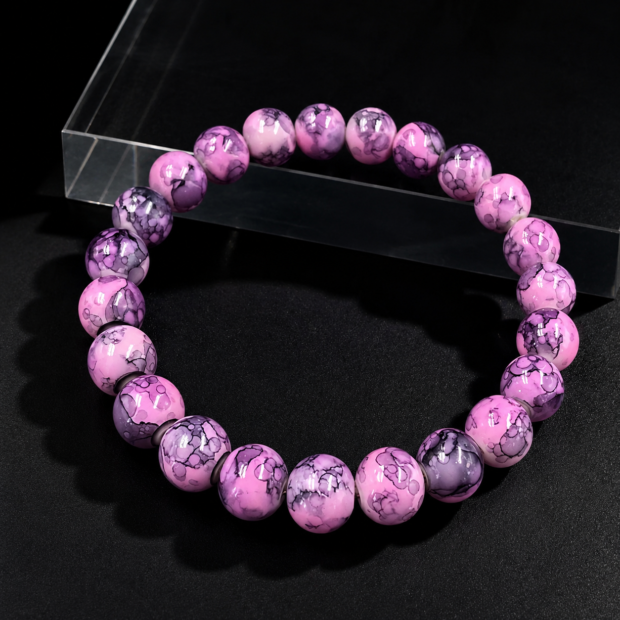 Rainbow Stone Spray Painted Glass Bracelet: Protecting Love