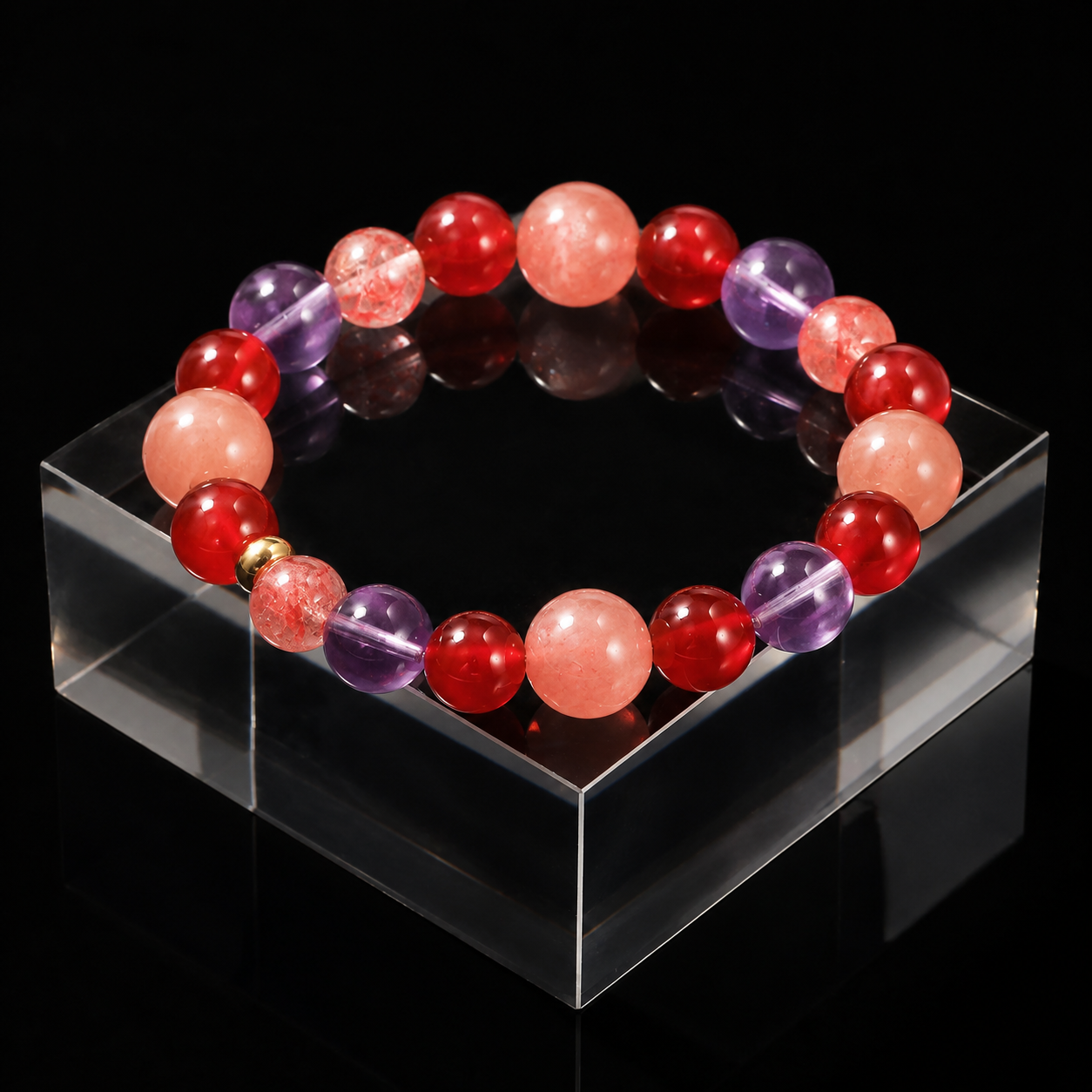 Auspicious Crystal Beads Single-Strand Bracelet for Health
