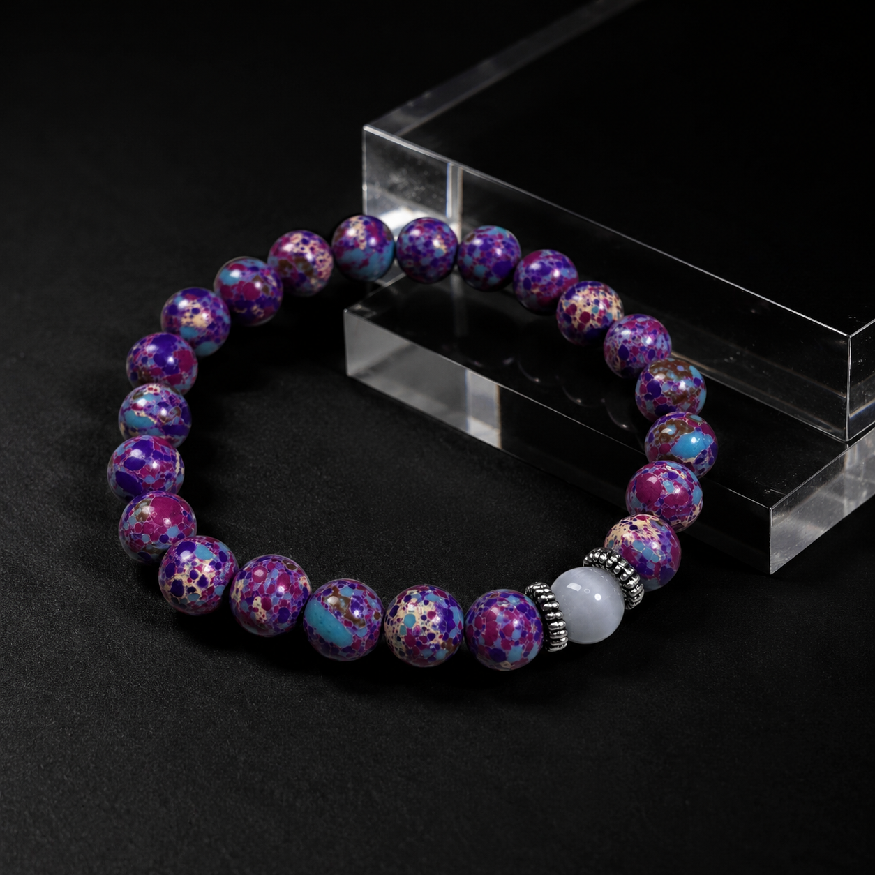 Nine different elemental natural stone glass bracelets Calm & Balance