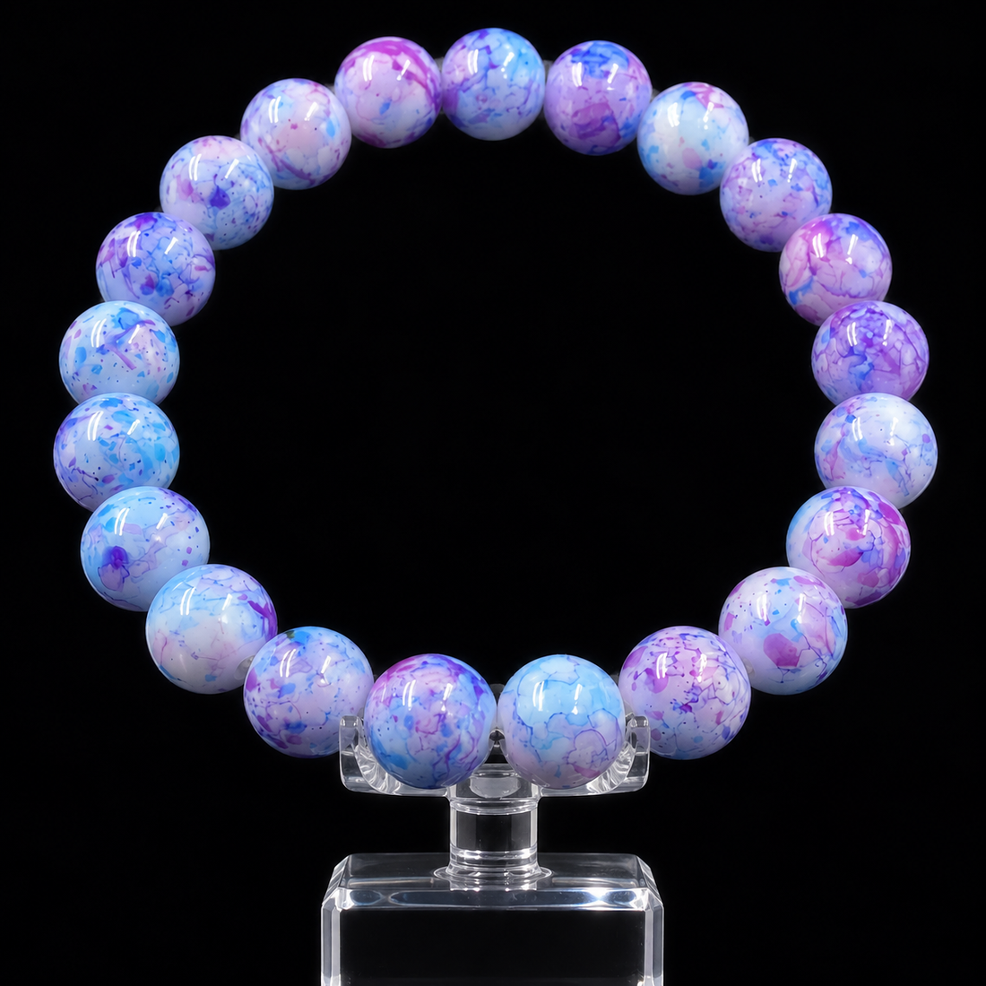 Rain-colored stone spray-painted glass bracelet relieves stress