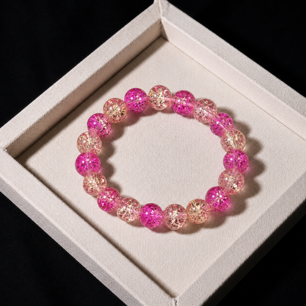 Playing with crystal beads to improve health - Pink and yellow