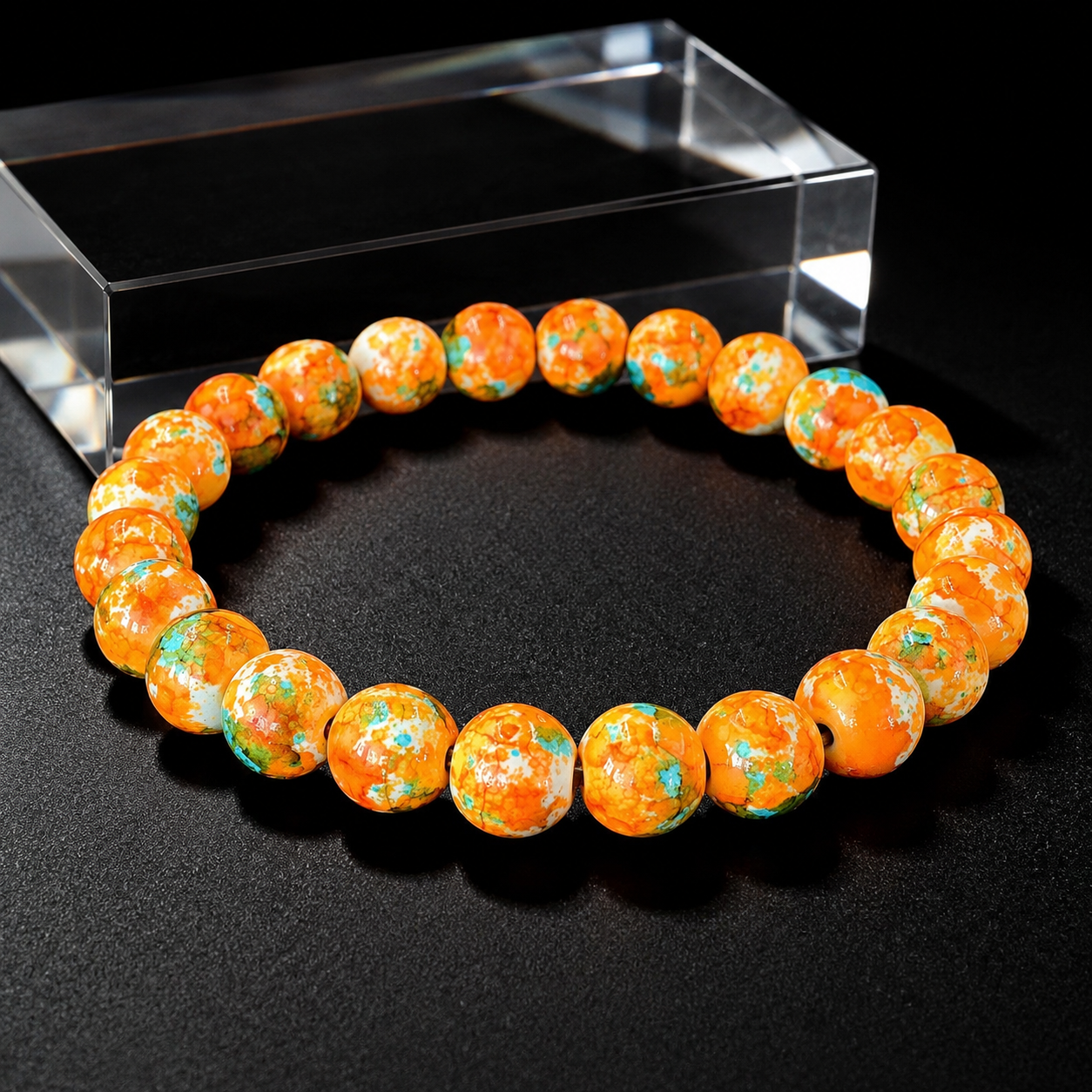 Rain-colored stone spray-painted glass bracelet Sleep & Relaxation