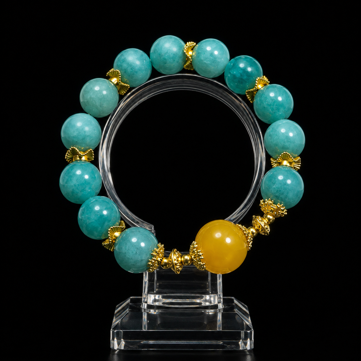 Amazonite crystal natural white and yellow crystal bracelet Sleep & Relaxation
