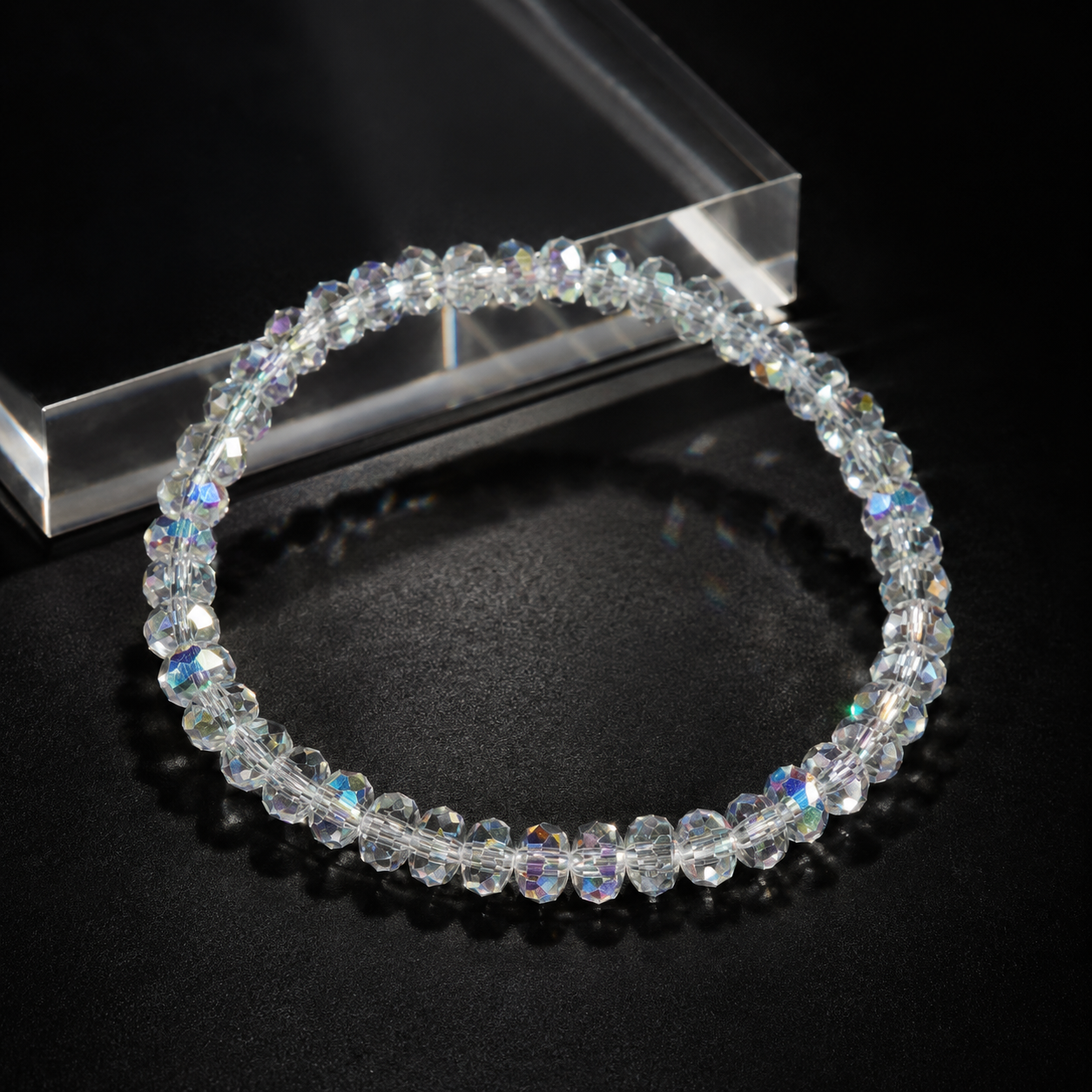 Crushed Ice Crystal Bracelet, Natural Crystal White, Protects Love