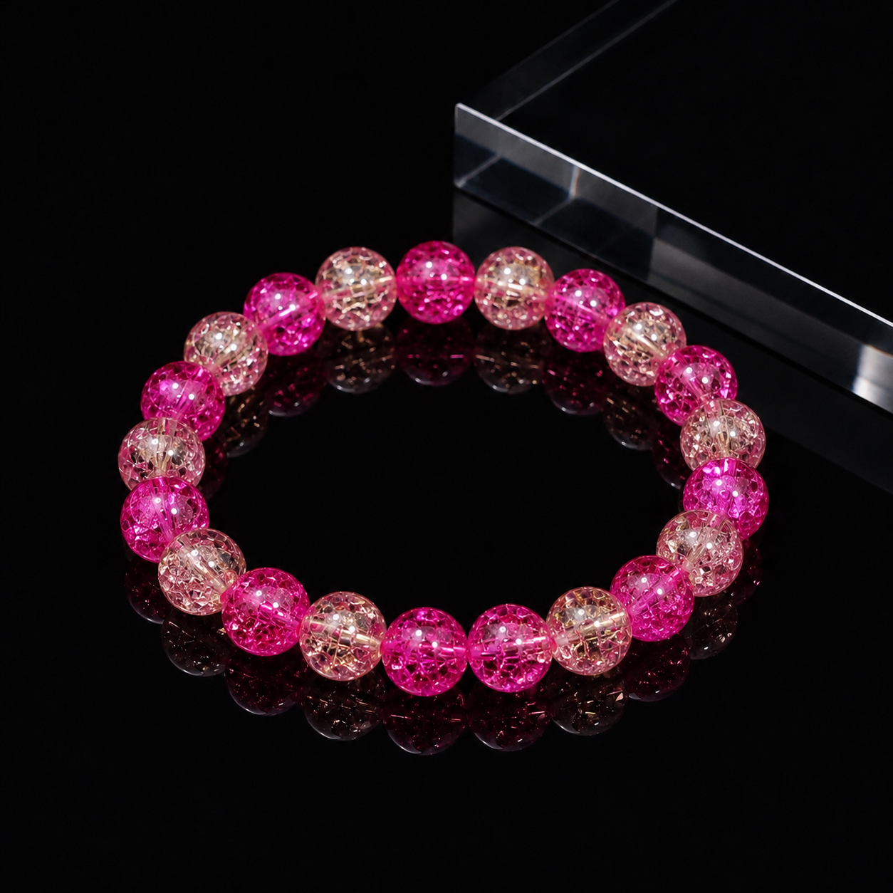 Playing with crystal beads to improve health - Pink and yellow