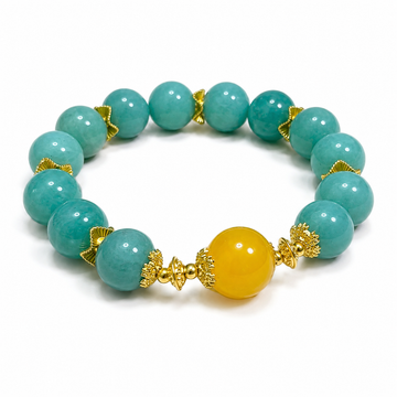 Amazonite crystal natural white and yellow crystal bracelet Sleep & Relaxation