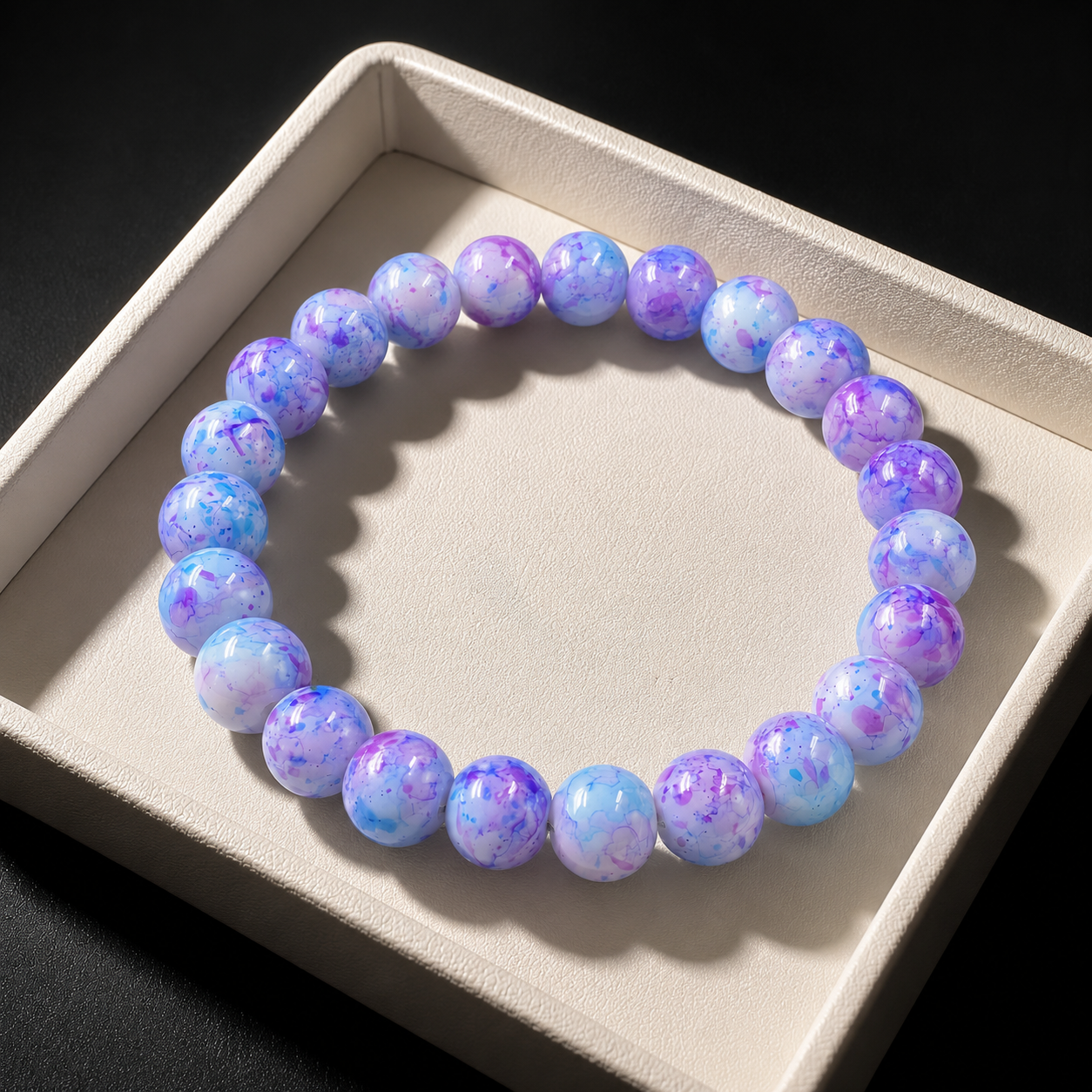 Rain-colored stone spray-painted glass bracelet relieves stress