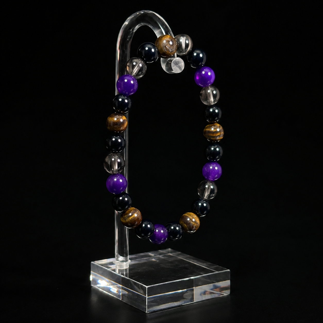 Natural stone bracelet with glass lucky charm